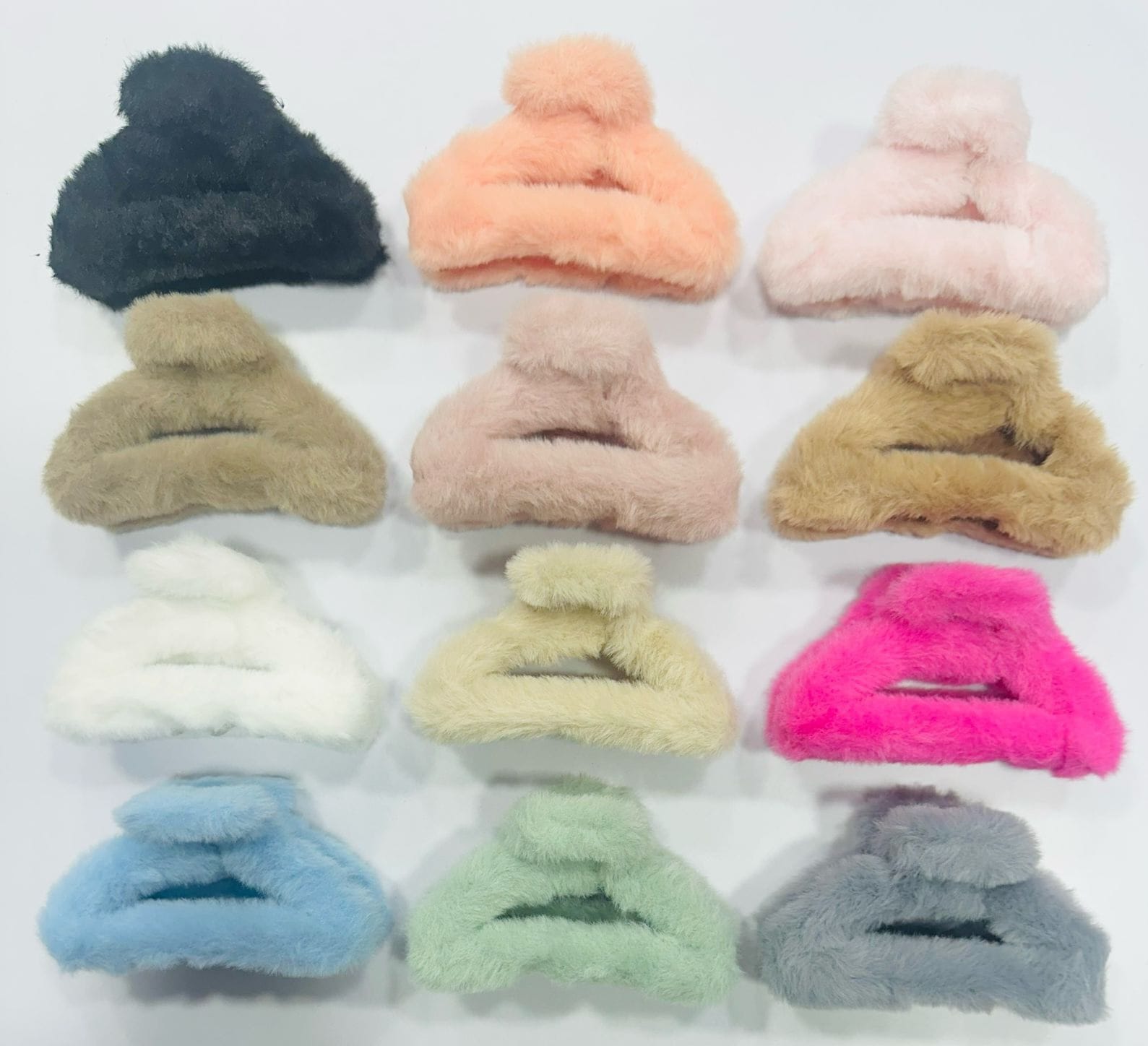 Solid Colour Faux Fur Medium Korean Hair Clip