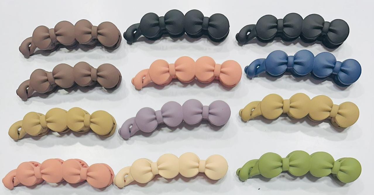 Solid colour Matte Finished bow banana Hair clip