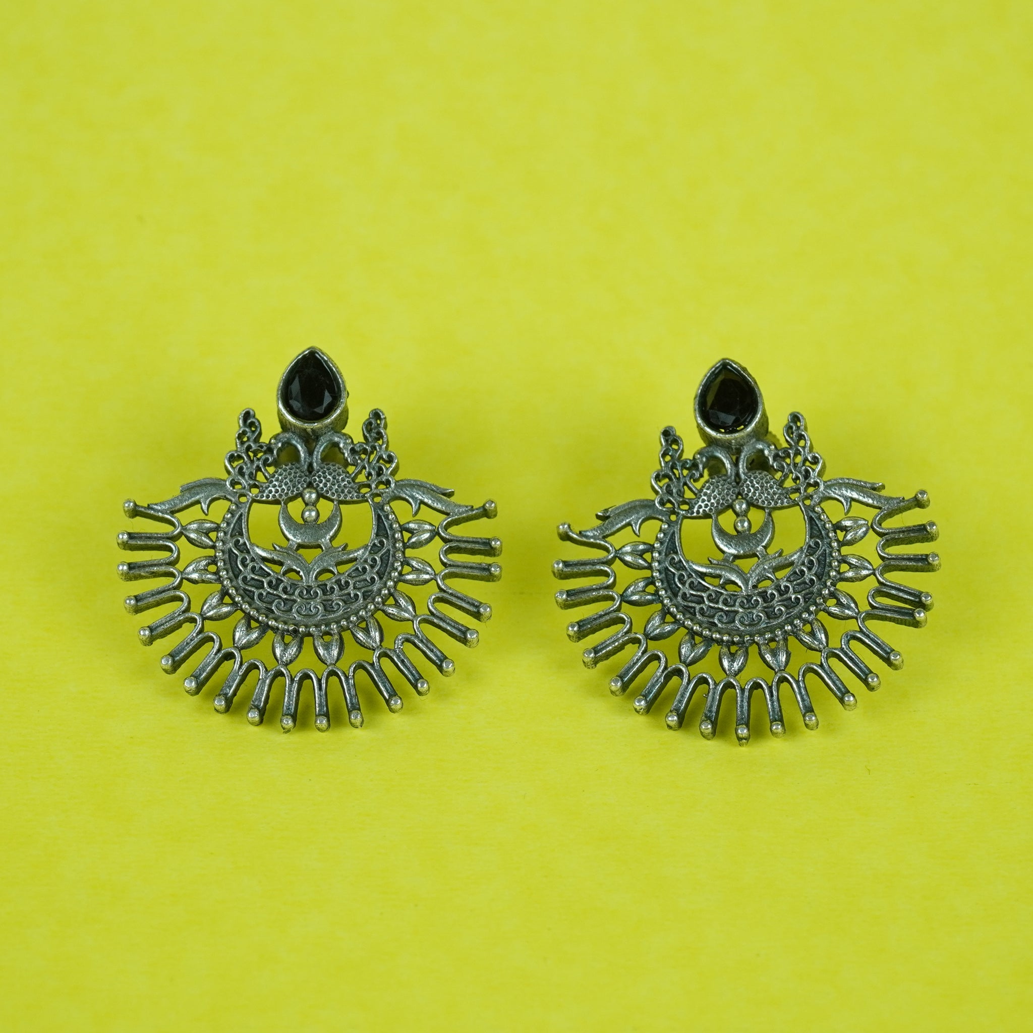 Silver Filigree Chandbali Earrings