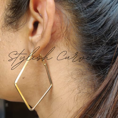 Gold Geometric Square Hoop Earrings