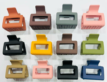 Matte Rectangle Small Hair Claw Clips for Thin/Medium Thick Hair