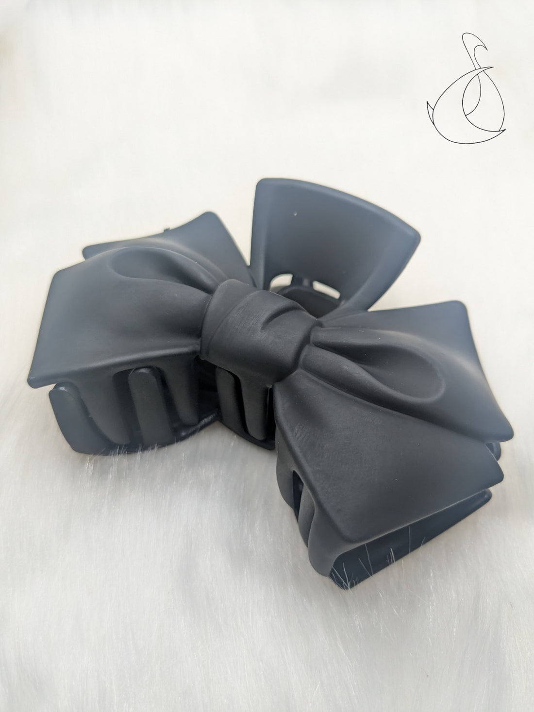 Solid colour Matt finished  large  bow Claw Clip
