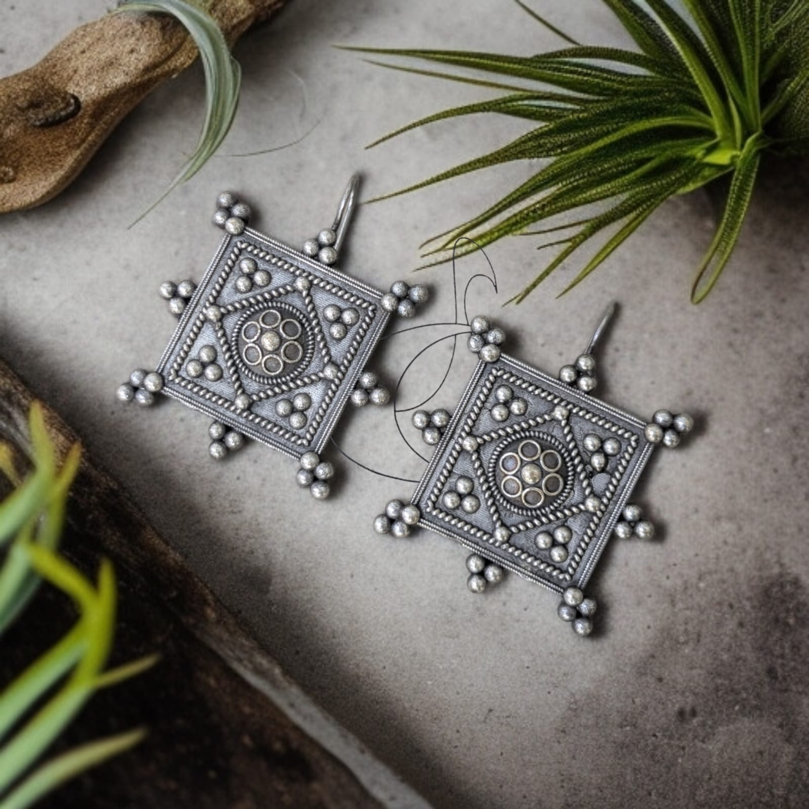 Chaturasra  Hook Earrings