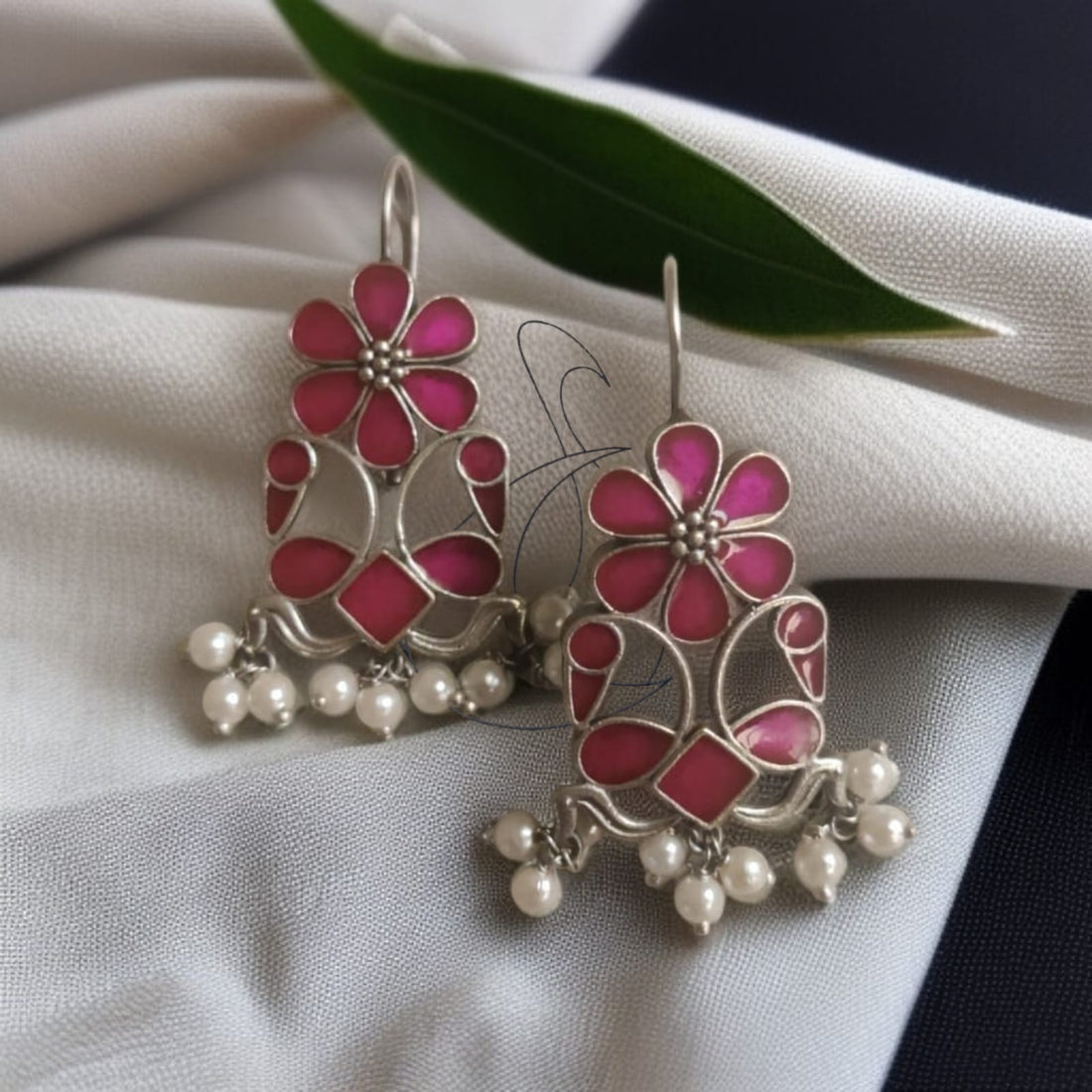 Roopakalaa  in Pink Hook Earrings