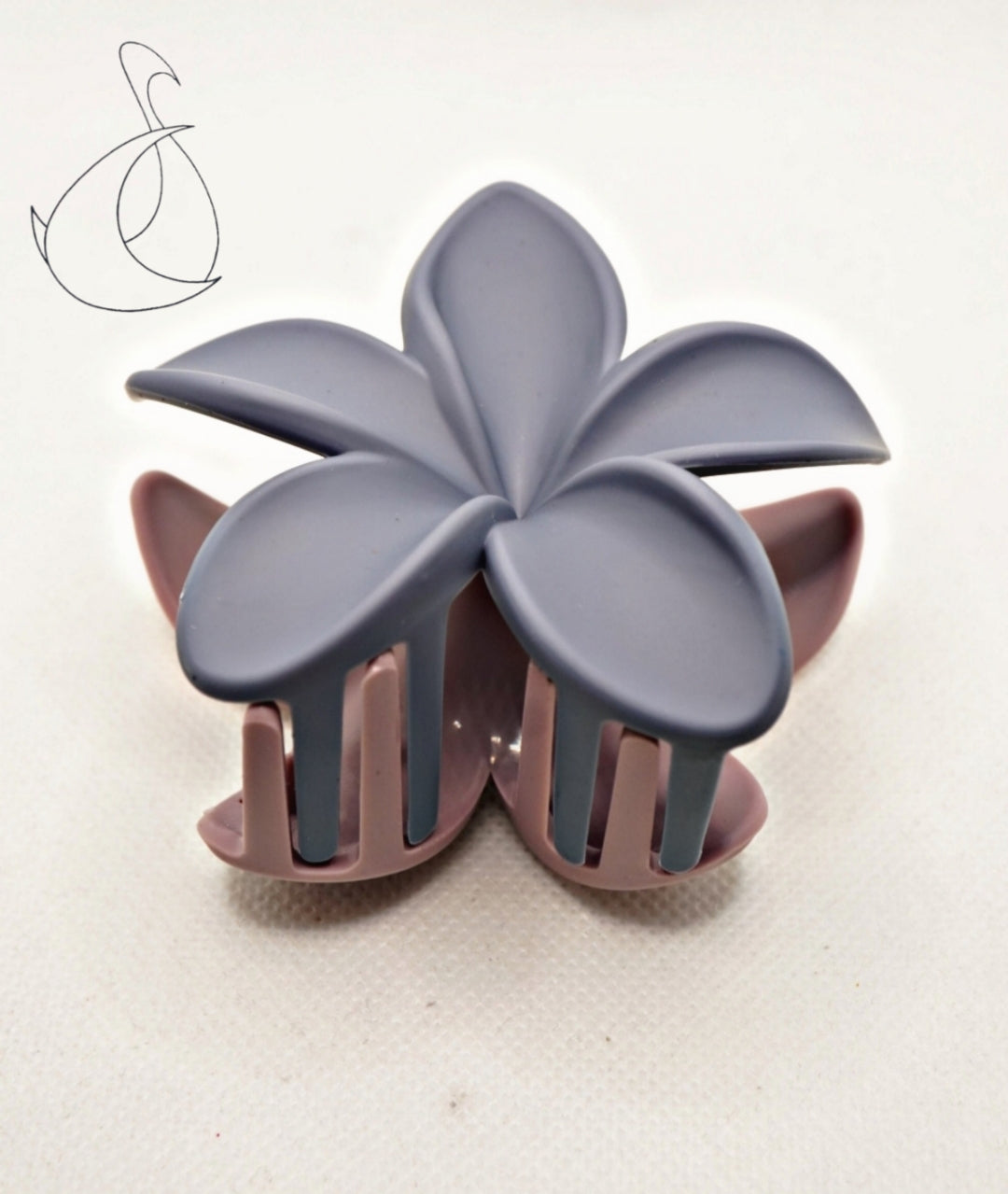 Dual Tone Floral Matte Claw Hair Clips