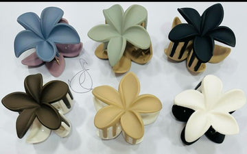 Dual Tone Floral Matte Claw Hair Clips