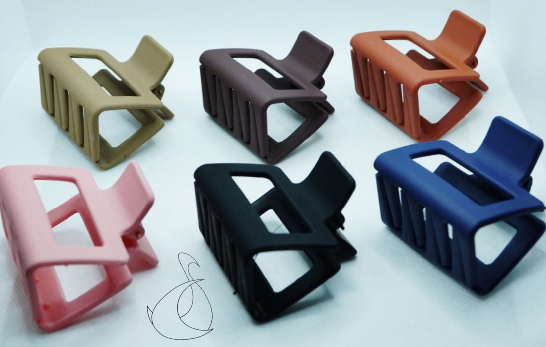 Matte Rectangle Small Hair Claw Clips for Thin/Medium Thick Hair