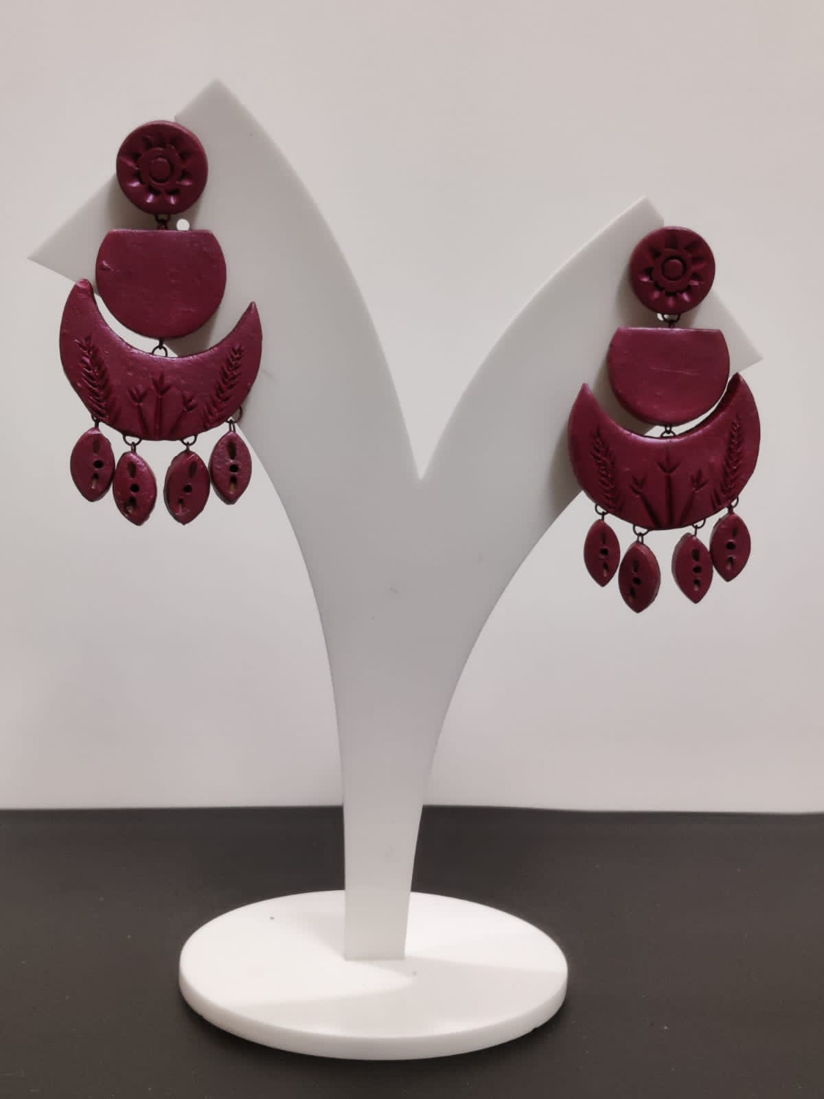 Maroon Terracotta Charm Earrings