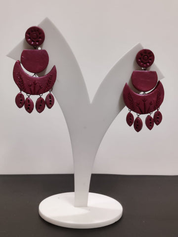 Maroon Terracotta Charm Earrings