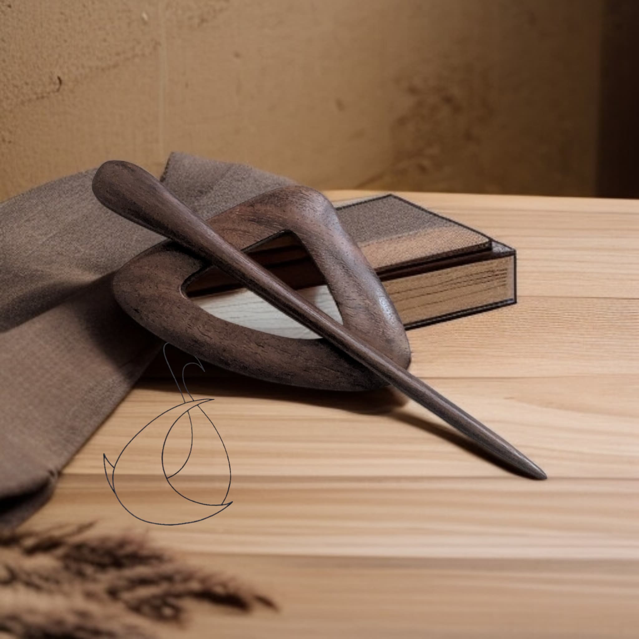 Angabandhu Wooden (Sheesham orRose) Shawl pin set.