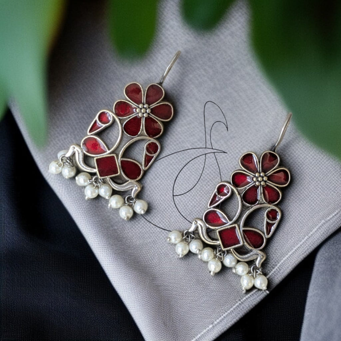 Roopakalaa  Pastel Maroon Hook Earrings