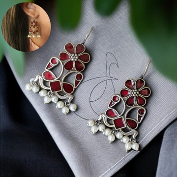 Roopakalaa  Pastel Maroon Hook Earrings