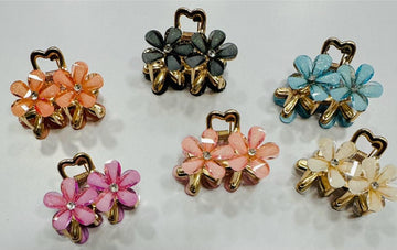 Metal Flower Hair Clip Crystal Baby Girls