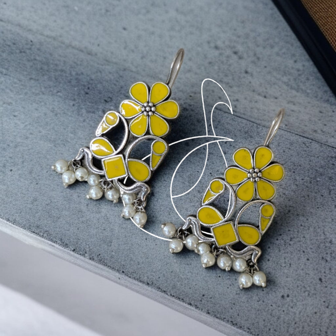Roopakalaa Pastel Yellow Hook Earrings