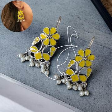 Roopakalaa Pastel Yellow Hook Earrings