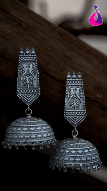 Bird Motif Temple Jhumka Earrings