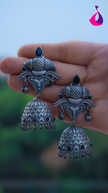 Floral Square Jhumka Earrings