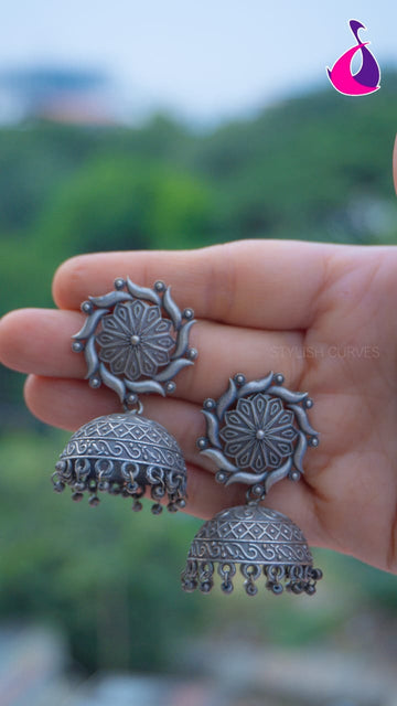 Floral Stud Jhumka Earrings